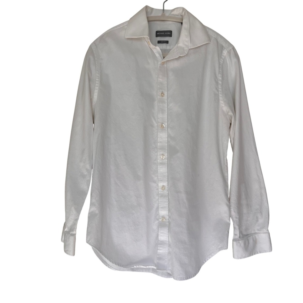 Michael Kors Slim Fit White Dress Shirt Men's 15‎ 32/33 Button Down